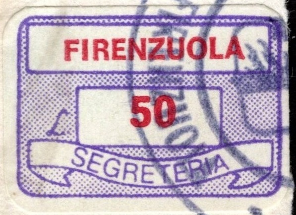 Marca da Bollo del Comune di FIRENZUOLA su Carta Bianca di dimensioni 20 x 14 mm