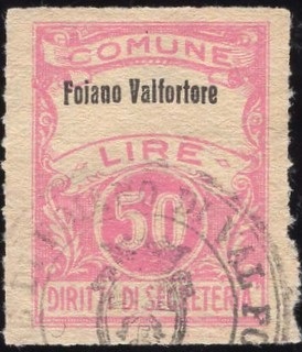 Marca da Bollo del Comune di FOIANO DI VAL FONTORE su Carta Bianca Sottile di dimensioni 22,5 x 29 mm