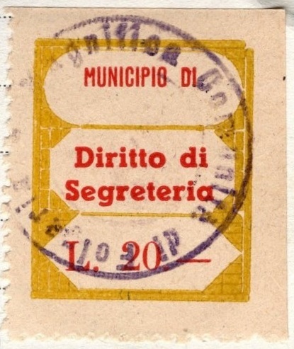 Marca da Bollo del Comune di FOLGARIA su Carta Bianca di dimensioni 22 x 28 mm