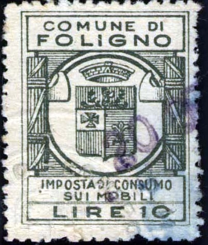 Marca da Bollo del Comune di FOLIGNO su Carta Bianca di dimensioni mm
