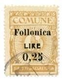 Marca da Bollo del Comune di FOLLONICA su Carta Bianca di dimensioni 24 x 32,5 mm