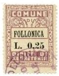 Marca da Bollo del Comune di FOLLONICA su Carta Bianca Sottile di dimensioni 24 x 32 mm