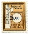 Marca da Bollo del Comune di FOLLONICA su Carta Bianca Sottile di dimensioni 24 x 30 mm