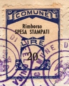 Marca da Bollo del Comune di FOLLONICA su Carta Bianca di dimensioni 22 x 28 mm
