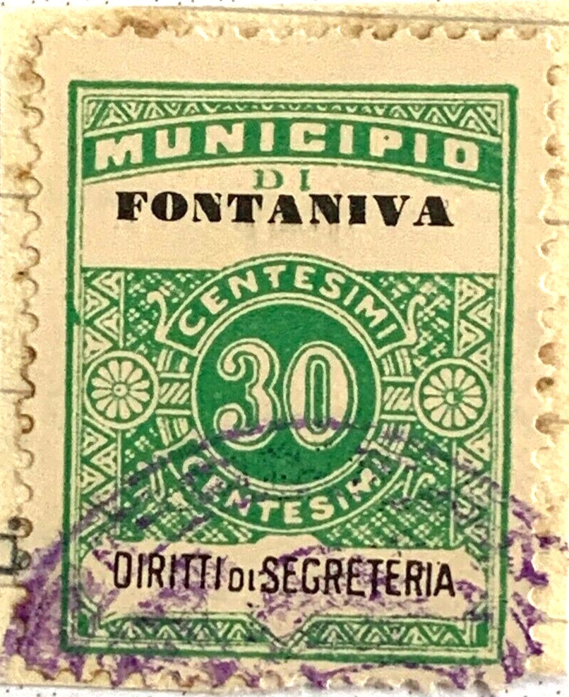 Marca da Bollo del Comune di FONTANIVA su Carta Bianca di dimensioni 22 x 29 mm