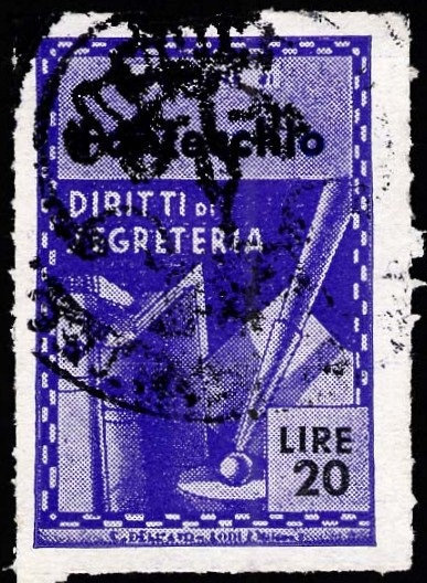Marca da Bollo del Comune di FONTECCHIO su Carta Bianca Sottile di dimensioni 21 X 32 mm
