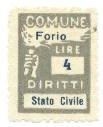 Marca da Bollo del Comune di FORIO su Carta Bianca Sottile di dimensioni 18 x 25 mm
