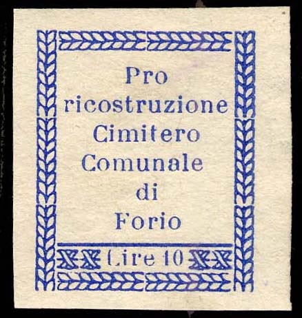 Marca da Bollo del Comune di FORIO su Carta Bianca di dimensioni mm