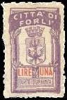 Marca da Bollo del Comune di FORLI su Carta Bianca Sottile di dimensioni 17,5 x 30 mm
