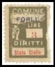 Marca da Bollo del Comune di FORLI su Carta Bianca di dimensioni 18 x 25 mm