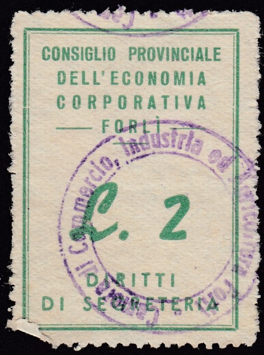 Marca da Bollo del Comune di FORLI su Carta Bianca Sottile di dimensioni 247 x 37 mm