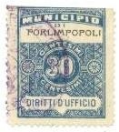 Marca da Bollo del Comune di FORLIMPOPOLI su Carta Bianca di dimensioni 24 x 30 mm