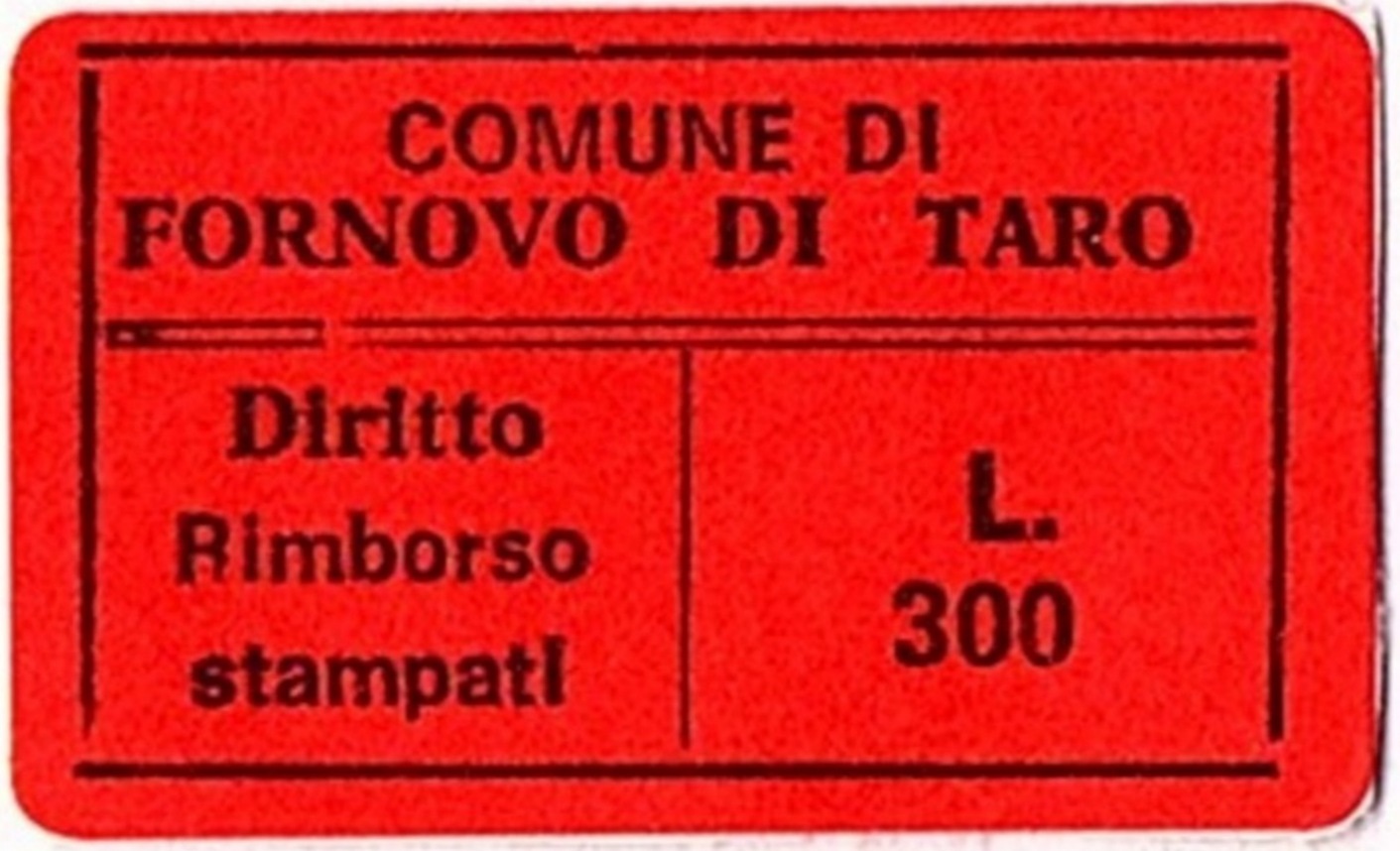 Marca da Bollo del Comune di FORNOVO DI TARO su Carta Colorata di dimensioni 22 x 15 mm