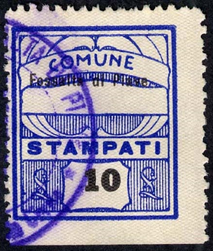 Marca da Bollo del Comune di FOSSALTA DI PIAVE su Carta Bianca di dimensioni 23 x 27 mm
