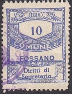 Marca da Bollo del Comune di FOSSANO su Carta Bianca Sottile di dimensioni 22 x 27,5 mm