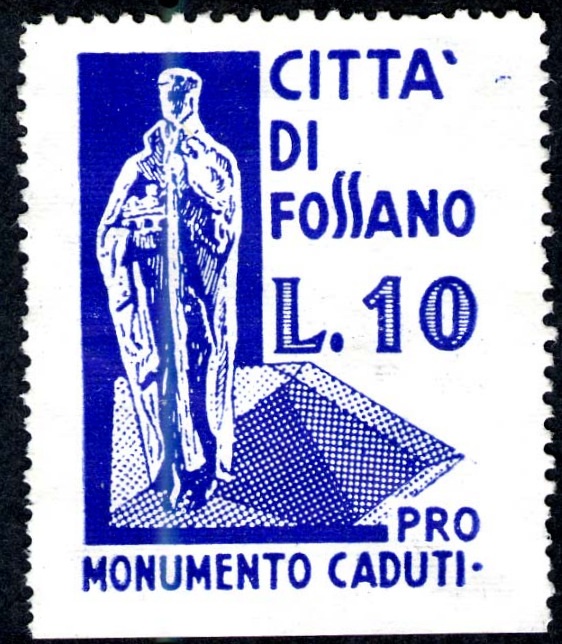 Marca da Bollo del Comune di FOSSANO su Carta Bianca di dimensioni mm