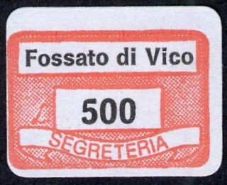 Marca da Bollo del Comune di FOSSATO DI VICO su Carta Bianca di dimensioni 20 x 14 mm