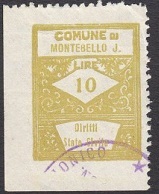 Marca da Bollo del Comune di MONTEBELLO JONICO su Carta Bianca Sottile di dimensioni 22 x 28,5 mm