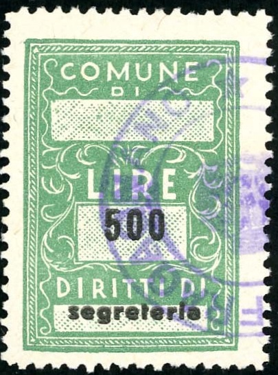 Marca da Bollo del Comune di FRAGAGNANO su Carta Bianca Sottile di dimensioni 22 x 32 mm
