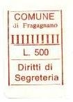 Marca da Bollo del Comune di FRAGAGNANO su Carta Bianca di dimensioni 19 x 26,5 mm
