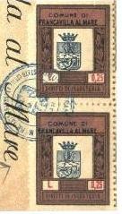 Marca da Bollo del Comune di FRANCAVILLA AL MARE su Carta Bianca di dimensioni 23 x 29 mm