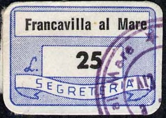 Marca da Bollo del Comune di FRANCAVILLA AL MARE su Carta Bianca di dimensioni 19 x 14 mm