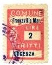 Marca da Bollo del Comune di FRANCAVILLA MARITTIMA su Carta Bianca Sottile di dimensioni 18 x 25 mm
