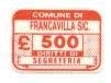 Marca da Bollo del Comune di FRANCAVILLA DI SICILIA su Carta Bianca di dimensioni 20 x 14 mm