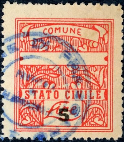 Marca da Bollo del Comune di FRASCAROLO su Carta Bianca Sottile di dimensioni 23,5 x 26,5 mm