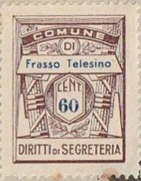Marca da Bollo del Comune di FRASSO TELESINO su Carta Bianca Sottile di dimensioni 22 x 29 mm
