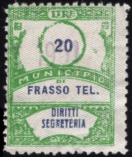 Marca da Bollo del Comune di FRASSO TELESINO su Carta Bianca di dimensioni 22,5 x 29 mm