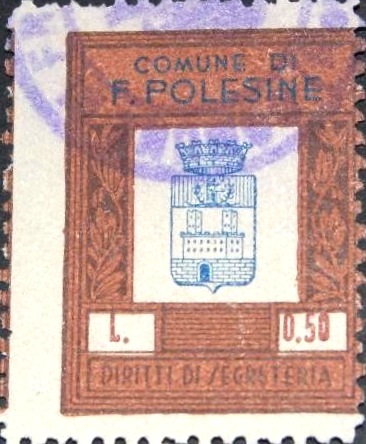 Marca da Bollo del Comune di FRATTA POLESINE su Carta Bianca di dimensioni 25 x 25 mm
