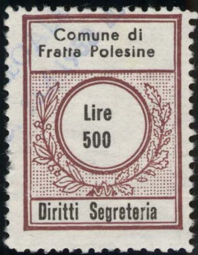 Marca da Bollo del Comune di FRATTA POLESINE su Carta Bianca di dimensioni 21 x 30 mm