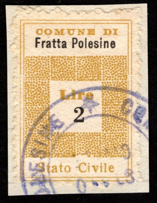 Marca da Bollo del Comune di FRATTA POLESINE su Carta Bianca di dimensioni 21 x 30 mm