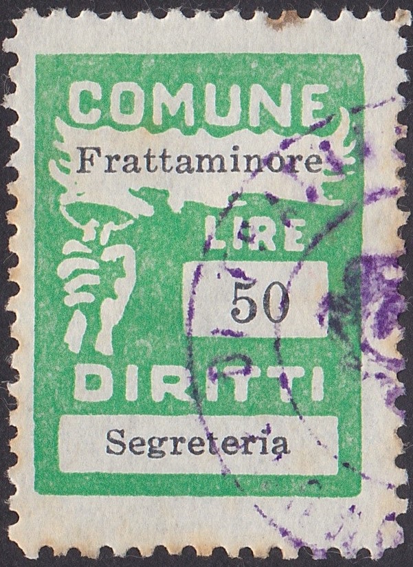 Marca da Bollo del Comune di FRATTAMINORE su Carta Bianca di dimensioni 20 x 27 mm