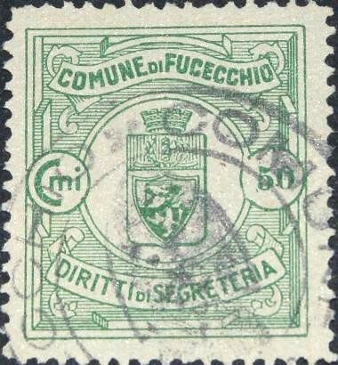 Marca da Bollo del Comune di FUCECCHIO su Carta Bianca Sottile di dimensioni 24 x 26,5 mm