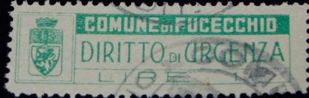 Marca da Bollo del Comune di FUCECCHIO su Carta Bianca Sottile di dimensioni 34 x 13 mm
