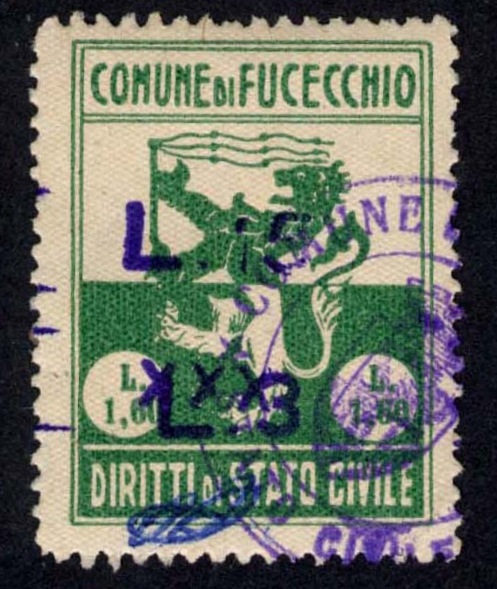Marca da Bollo del Comune di FUCECCHIO su Carta Bianca Sottile di dimensioni mm