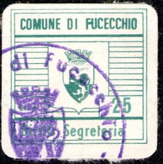 Marca da Bollo del Comune di FUCECCHIO su Carta Bianca di dimensioni mm