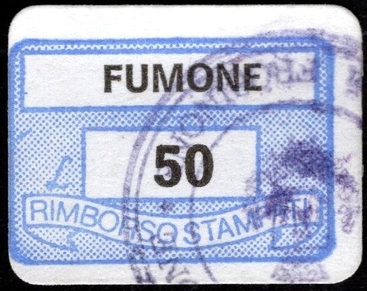 Marca da Bollo del Comune di FUMONE su Carta Bianca di dimensioni 20 x 14 mm