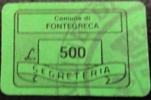 Marca da Bollo del Comune di FURCI su Carta Colorata di dimensioni 17 x 11,5 mm