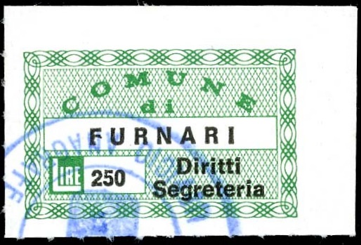 Marca da Bollo del Comune di FURNARI su Carta Bianca di dimensioni 27 x 17 mm