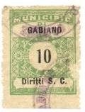 Marca da Bollo del Comune di GABIANO su Carta Bianca Sottile di dimensioni 23 x 29,5 mm