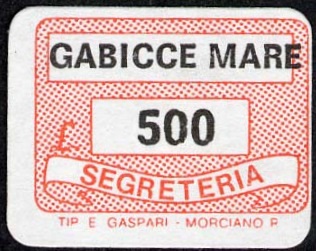 Marca da Bollo del Comune di GABICCE MARE su Carta Bianca di dimensioni 18,5 x 14 mm