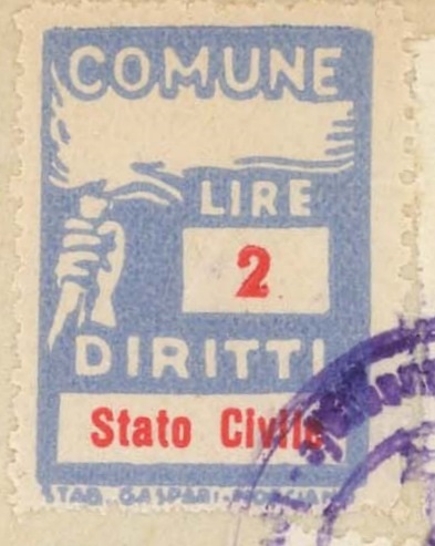 Marca da Bollo del Comune di GAGLIANO CASTELFERRATO su Carta Bianca Sottile di dimensioni 18,5 x 26 mm