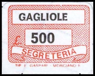 Marca da Bollo del Comune di GAGLIOLE su Carta Bianca di dimensioni 19 x 14 mm