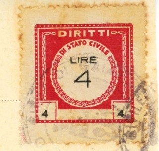 Marca da Bollo del Comune di GAIARINE su Carta Bianca di dimensioni mm