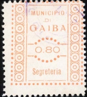 Marca da Bollo del Comune di GAIBA su Carta Bianca di dimensioni mm