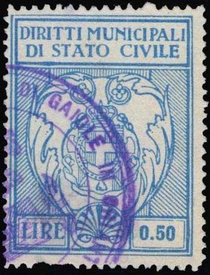 Marca da Bollo del Comune di GAIOLE IN CHIANTI su Carta Bianca di dimensioni mm