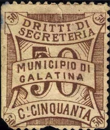 Marca da Bollo del Comune di GALATINA su Carta Bianca di dimensioni mm